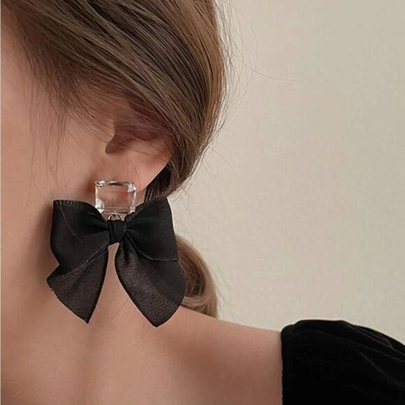 Bohemian black bow earrings N300 - Picture 1 of 4